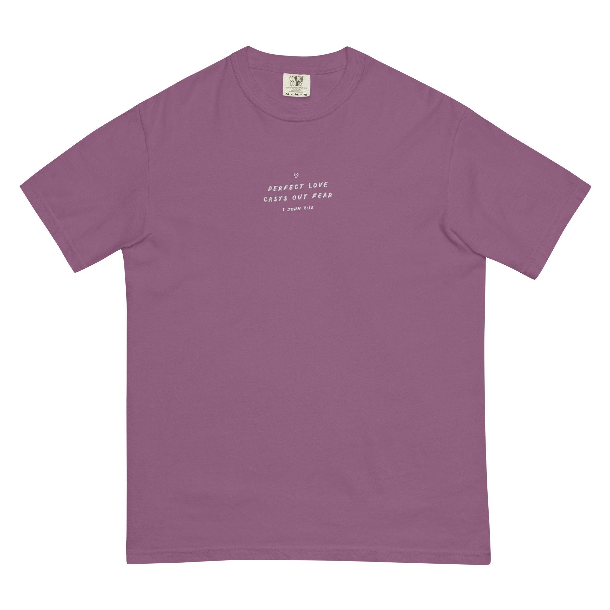 Perfect Love, Christian T-shirt Embroidered, Bible Verse Shirt, Comfort Colors